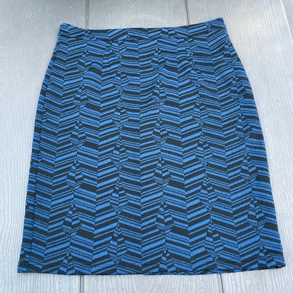 Apropos Blue and Black Design A-Line Skirt - Picture 1 of 6